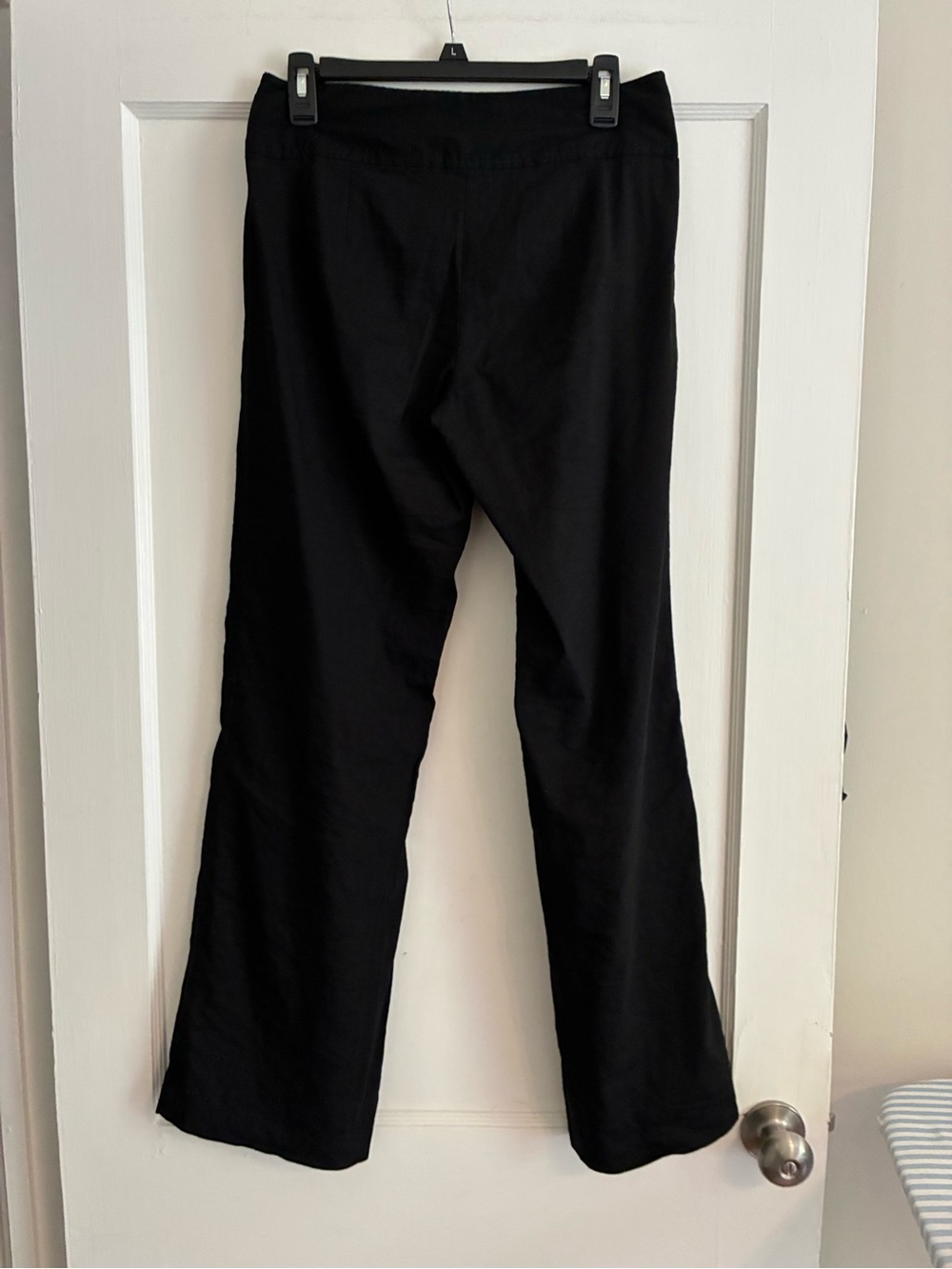 EILEEN FISHER Black Front Zip Straight Leg Wide Yoke Linen Viscose Pants XS